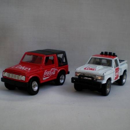 2 Miniature Coke advertising cast metal toy LDV'S.
