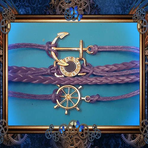 Nautical Ship Ocean Bracelet - Purple