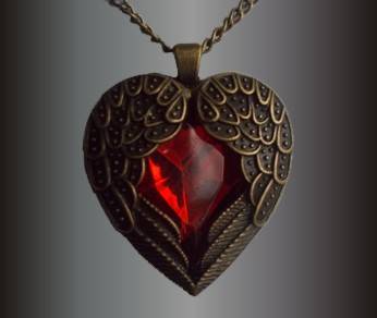 Ruby Winged Heart Necklace