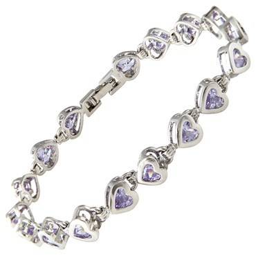 **STUNNING HEART CUT TANZANITE TENNIS BRACELET  SET IN  WHITE GOLD**