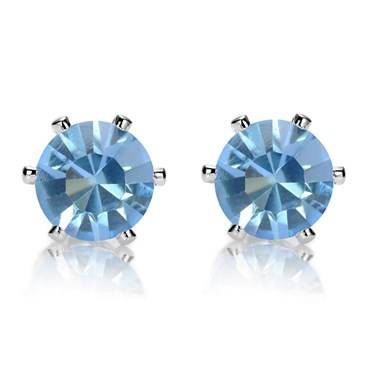 **CLASSIC WHITE GOLD ROUND CUT TANZANITE STUD EARRINGS **