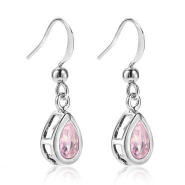 **GORGEOUS PEAR CUT PINK SAPPHIRE EARRINGS SET IN  WHITE GOLD**