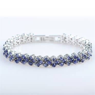 **STUNNING WHITE GOLD ROUND CUT AMETHYST ETERNITY TENNIS BRACELET**