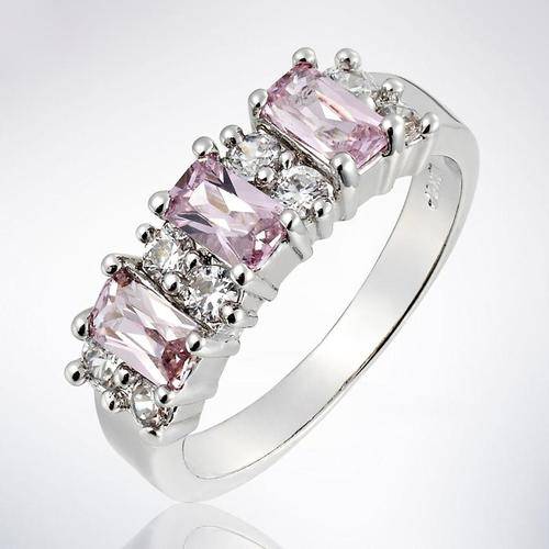 **BEAUTIFUL MARQUIS CUT PINK SAPPHIRE & WHITE TOPAZ RING SET IN WHITE GOLD**