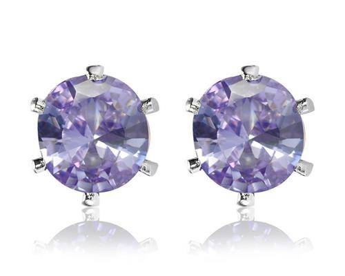 **CLASSIC WHITE GOLD ROUND CUT TANZANITE EARRINGS **