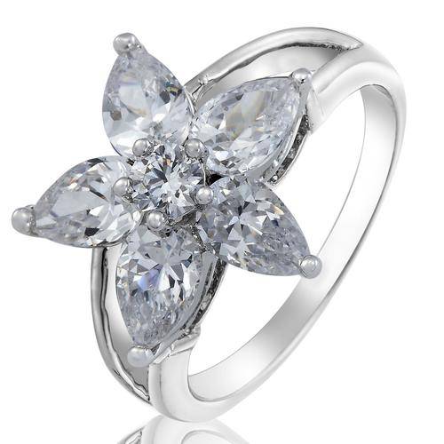 **DESIGNER WHITE GOLD PEAR CUT WHITE TOPAZ RING**