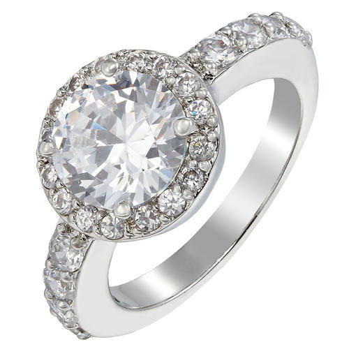 **STUNNING WHITE GOLD ROUND CUT SIMULATED DIAMOND ENGAGEMENT RING**