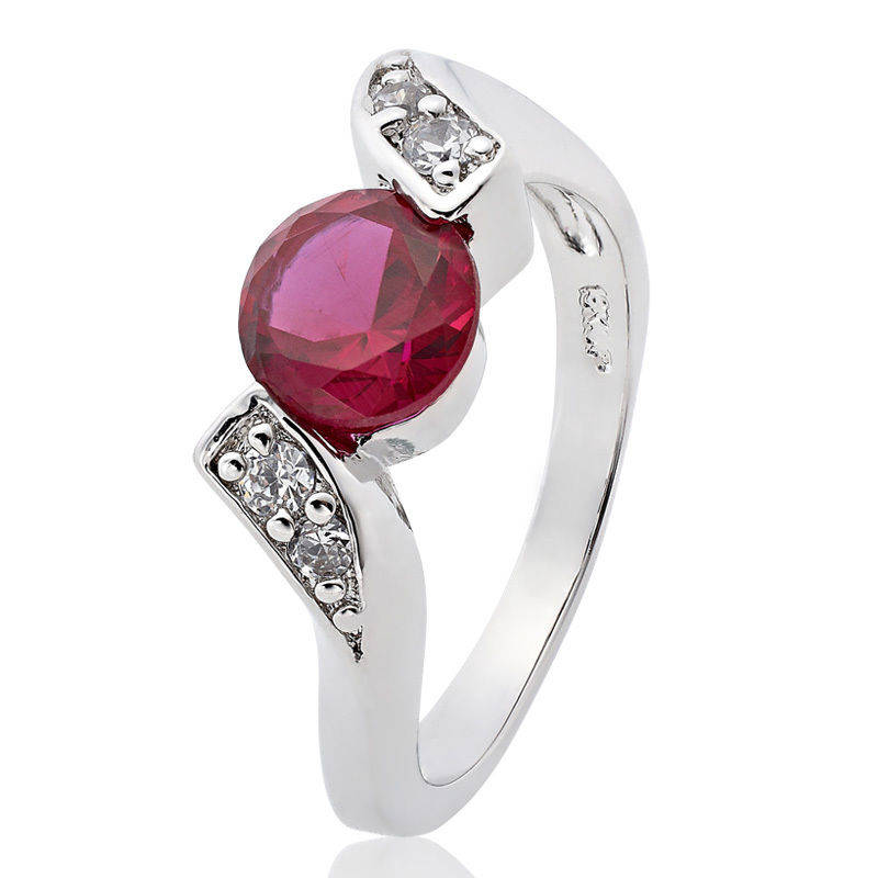 **DESIGNER WHITE GOLD ROUND CUT GARNET RING**