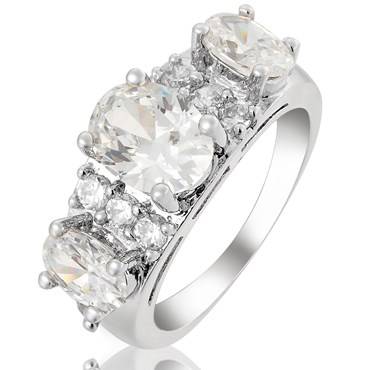 **DESIGNER WHITE GOLD OVAL CUT WHITE TOPAZ ETERNITY RING**