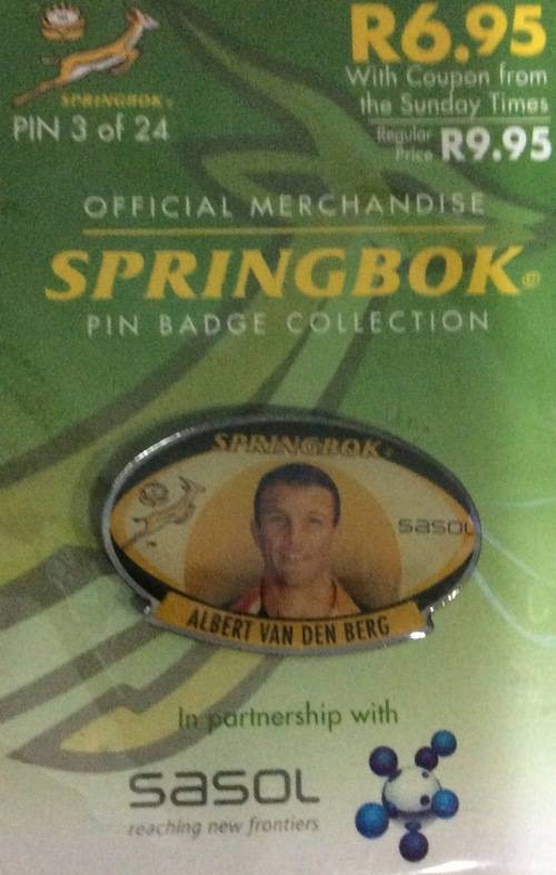 SPRINGBOK PIN BADGE (ALBERT VAN DEN BERG)