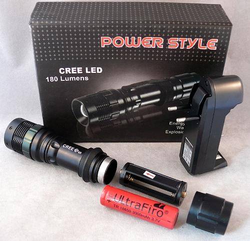 Rechargeable 180 Lumens Cree (LED) flashlight 3 modes: high,low,flashing + zoom + wall charger