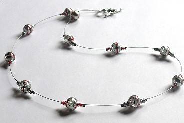 red silver glass bead
