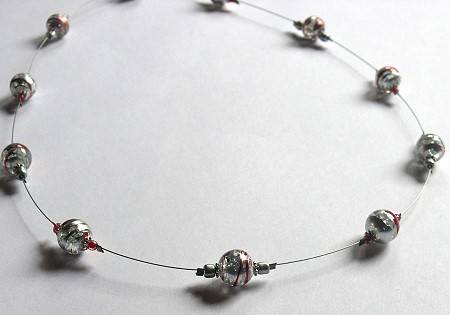silver red bead