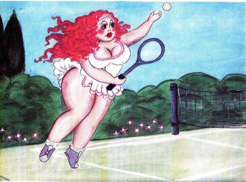 FAT LADY ON CANVAS, PRINT, SIZE 270X210MM