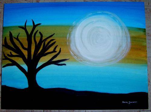 Acrylic on wooden box canvas size 600x420x30mm.