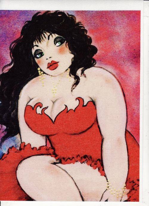 FAT LADY ON CANVAS, PRINT, SIZE 270X200MM