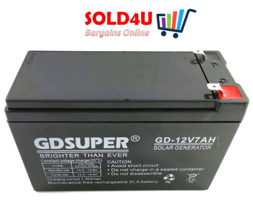 GD SUPER 12V 7Amps SOLAR Battery for UPS, Gate Motors, Garage Motors, Alarm Systems etc