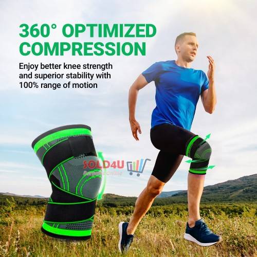 Knee Pad Compression Support Brace - Protective Knee Brace Green