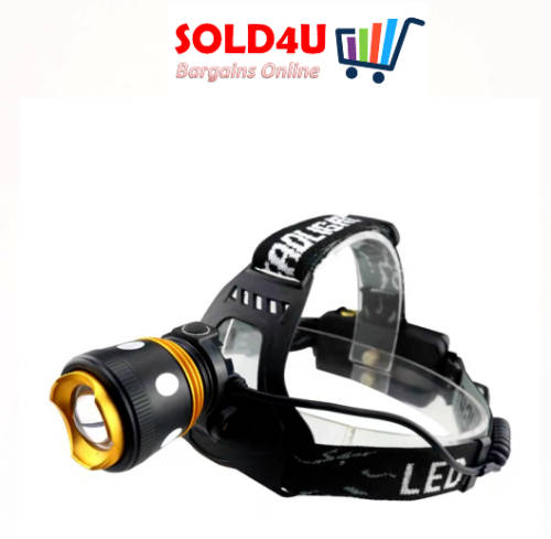 High Power Headlamp Rechargeable LED Headlight 100m Beam Range - Includes 2 x 18650 Li-ion Batteries