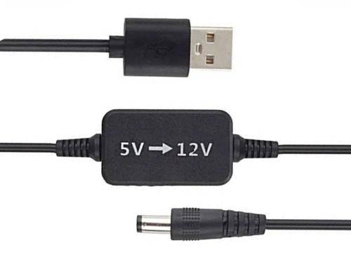 5V-12V USB Charging Cable - 5 Volts to 12 Volts converter USB Charging cable
