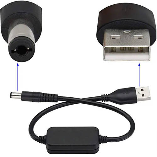 5V-12V USB Charging Cable - 5 Volts to 12 Volts converter USB Charging cable