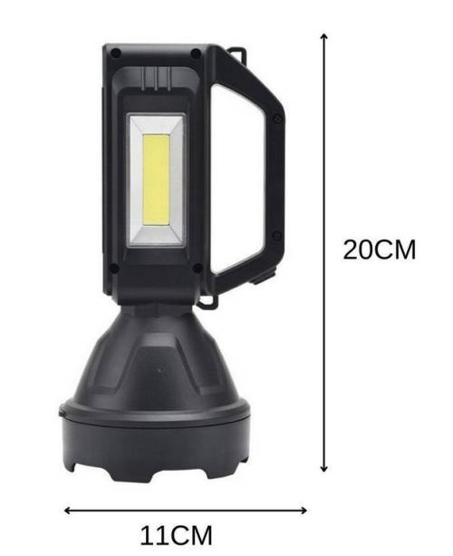 Super Bright With Handle Portable Rechargeable LED+COB 1200mAh Searchlight Solar