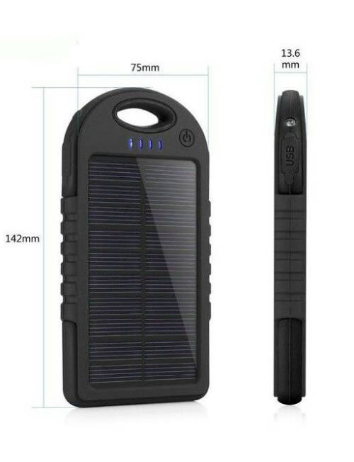 8000mAh Solar Power Bank Compass Dual USB Mobile Phone Fast Charger Battery + LED Light