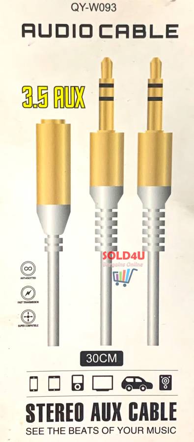 3.5 Aux Stereo Audio Cable 2x 3.5mm male to 3.5mm female (QY-W093)