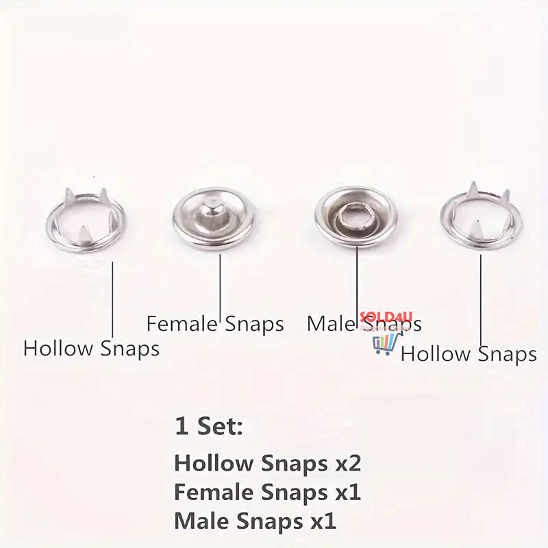50Piece SET Snap Button Kit Metal Sewing Rings Buttons Press Studs Pliers Home Sewing Supplies