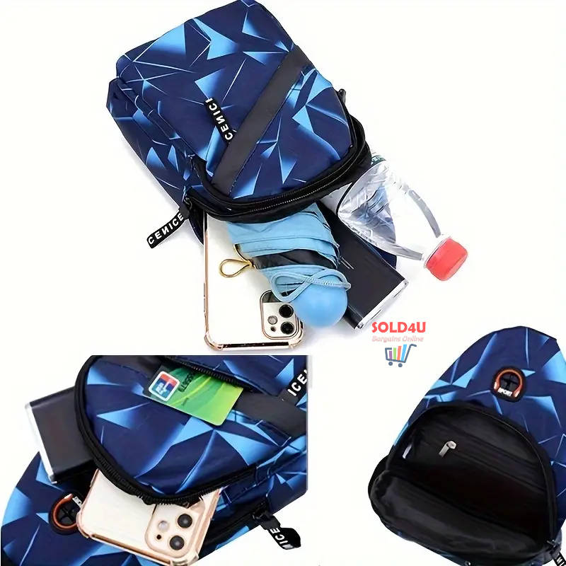 Single Shoulder Crossbody Nylon Sling Bag (Blue Electric)