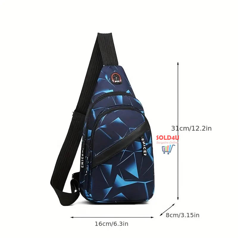 Single Shoulder Crossbody Nylon Sling Bag (Blue Electric)