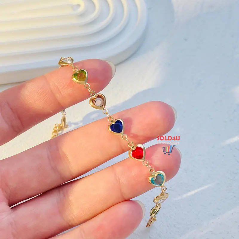 Love Heart Multicolor Zircon Bracelet Romantic Elegant Jewelry Ornaments