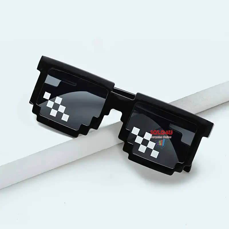 Unisex Party fashion Minecraft Theme Mosaic Glasses (Black - No Pouch)