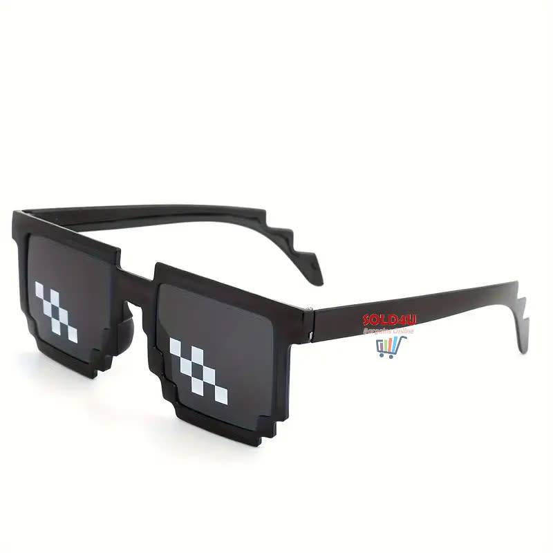 Unisex Party fashion Minecraft Theme Mosaic Glasses (Black - No Pouch)