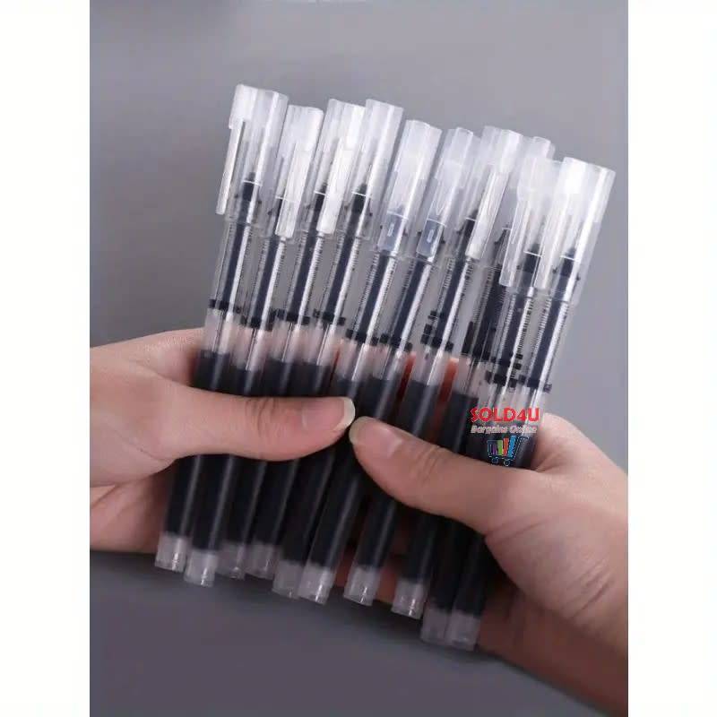 10 Pcs pen Set BLACK Quick-Drying 0.5mm Needle Gen Pens (1 bid gets 10 Pens) Rollerball Pen