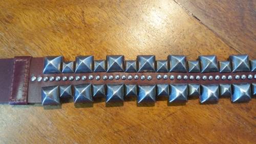 Men's brown genuine leather designer studded belt- size 30-32