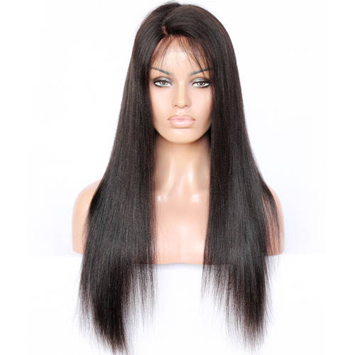Brazilian Front Lace Wig Natural Black Unprocessed Human Remy Hair - Straight - 9A Grade