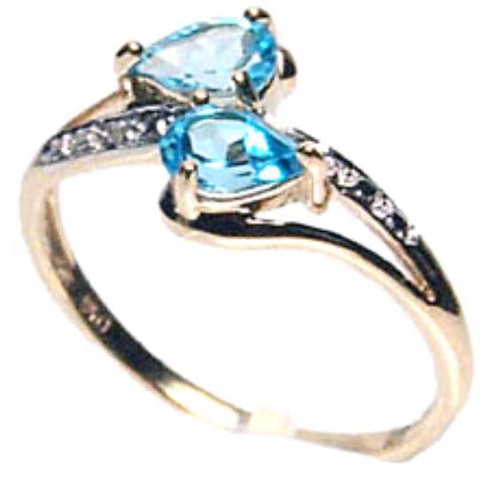 $$$$$ SALE $$$$$$ Genuine Swiss Blue Topaz  & Diamond in Solid Gold Ring