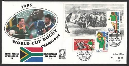 RSA: 1995 World Cup Champions FDC Limited Edition No 0370. VF unaddressed