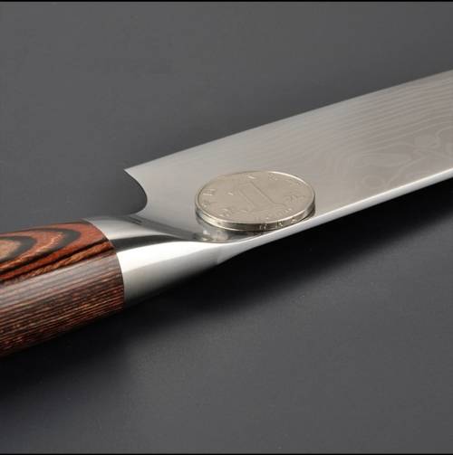 German Stainless Steel Chef Knife With Laser Etched Damascus Pattern