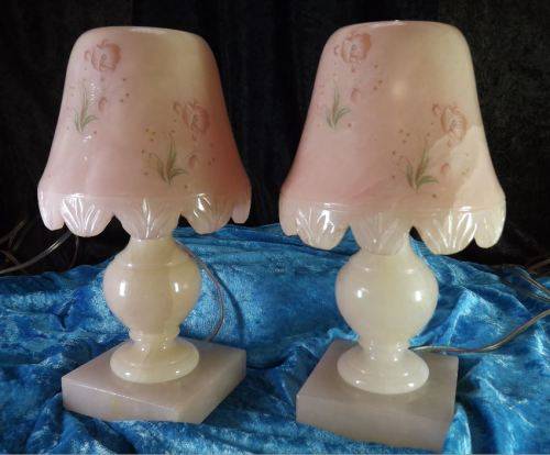 MARBLE RETRO SALMON PINK BOUDOIR LAMPS - from SUEZYT