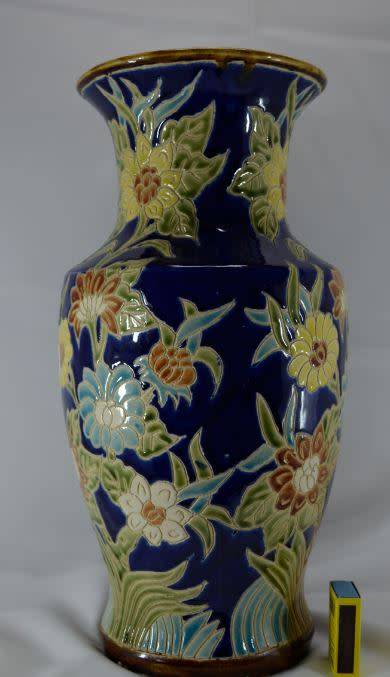 BIG BLUE FLOWERED CERAMIC VASE from SUEZYT