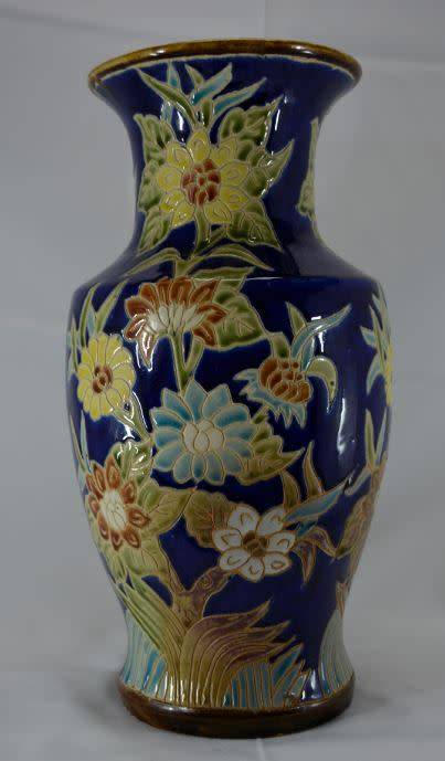 BIG BLUE FLOWERED CERAMIC VASE from SUEZYT