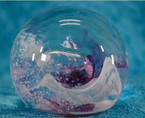 PINK GLASS NUGGET SUSPENDED IN CRISTALLO di MURANO PAPER WEIGHT - from SUEZYT