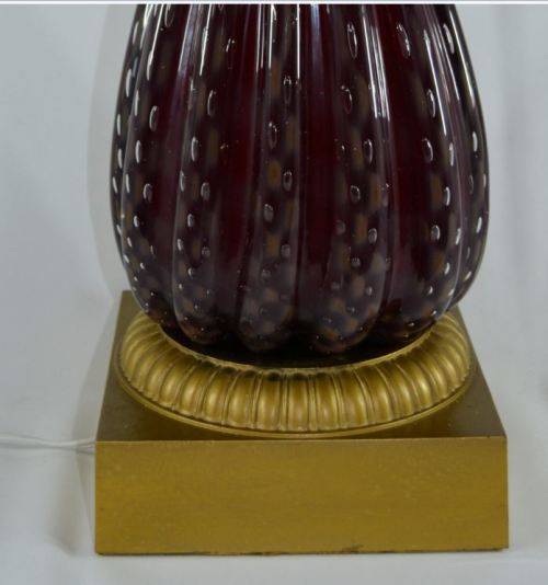 RESERVED FOR LORRETA -  RETRO LAMP - MID 20th CENTURY RIBBED GLASS LAMP BASE - 58cms - from SUEZYT