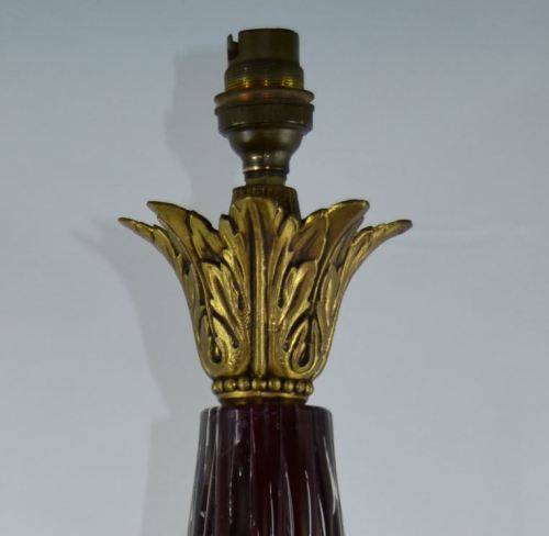 RESERVED FOR LORRETA -  RETRO LAMP - MID 20th CENTURY RIBBED GLASS LAMP BASE - 58cms - from SUEZYT