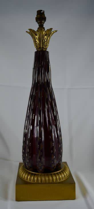 RESERVED FOR LORRETA -  RETRO LAMP - MID 20th CENTURY RIBBED GLASS LAMP BASE - 58cms - from SUEZYT