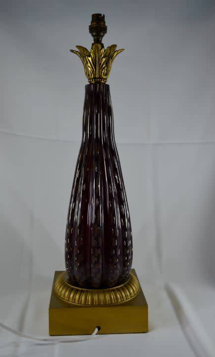 RESERVED FOR LORRETA -  RETRO LAMP - MID 20th CENTURY RIBBED GLASS LAMP BASE - 58cms - from SUEZYT