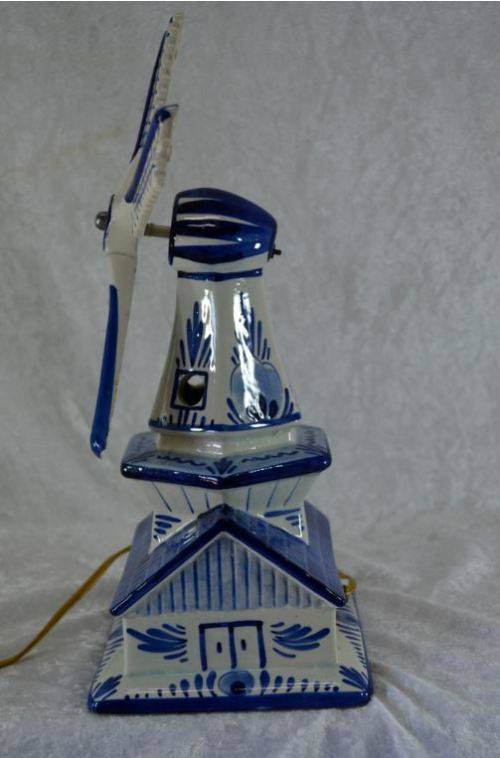 "RESERVED FOR RUDIE "BEAUTIFUL DELFT WINDMILL LAMP - WORKING - from SUEZYT