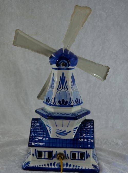 "RESERVED FOR RUDIE "BEAUTIFUL DELFT WINDMILL LAMP - WORKING - from SUEZYT